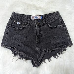 Superdry High Waisted Black Denim Shorts Size 27